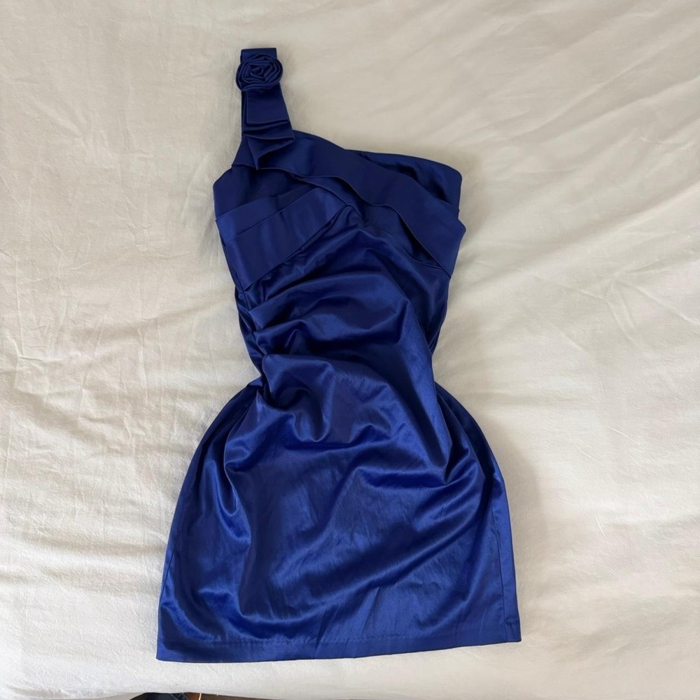 Vintage purple one shoulder mini dress